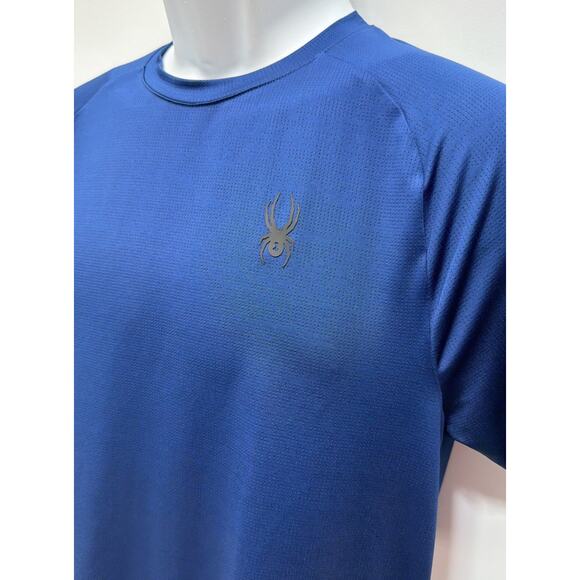 Spyder Active T-Shirt Men's Small Navy Stretch Short Sleeve Pro Web Tee - Picture 2 of 7